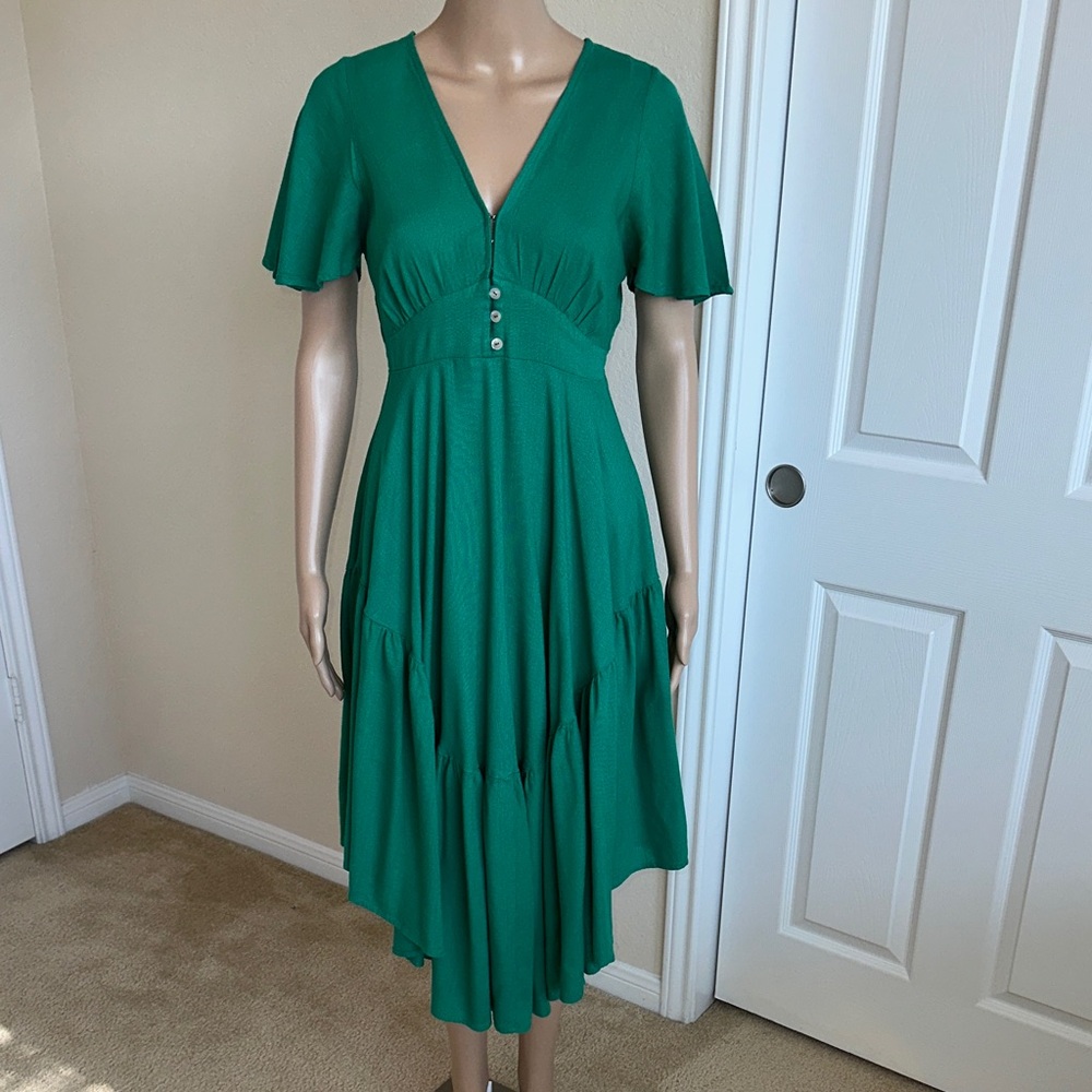 Iris Maxi Green High Low Dress with Button Detail Size 8. - Picture 1 of 16